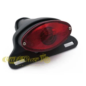 Faro moto fanale posteriore nero modello CAT EYE per applicazioni custom e cafe - Picture 1 of 4