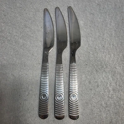 Juego de 3 cuchillos de cena de diseño circular retro cubiertos de acero inoxidable Ikea Vinjett Foto 1 de 4
