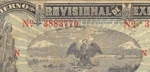 Mexico 1 Peso 1.5.1916 Series T Plate N Circulated Banknote Qash C - Picture 1 of 3