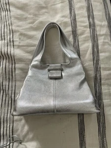 BNWOT Whistles metallic silver grab handbag 3 Compartments zipped - Picture 1 of 7
