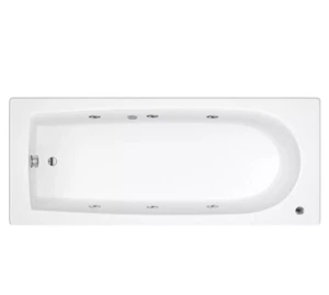Whirlpool 1800 x 800 Round Single End, Chrome 6 Jet Hydrotherapy Spa Bath - Picture 1 of 5