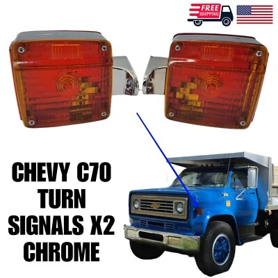 Chevy C70 Med Duty Truck turn signals X2 Chrome  - Image 1 of 4