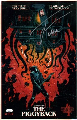 Pôster fotográfico assinado por Joseph Quinn Stranger Things 11x17 autógrafo certificado JSA - Imagem 1 de 2