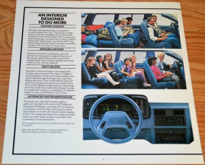 Ford Aerostar 1987 vista de tablero/asientos anuncio original concesionario anuncio impreso 87 Foto 1 de 2