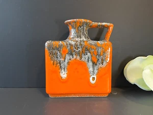 W Germany Pottery JOPEKO KERAMIK Rectangular Orange-Brown Ceramic Vase 023/15 - Picture 1 of 17