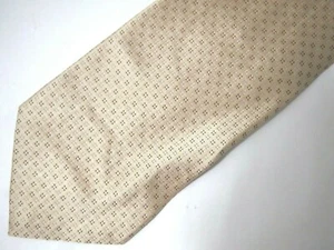 Vtg DKNY Mens Necktie Tie Beige Geometric Gloss Silk 58" - Picture 1 of 3