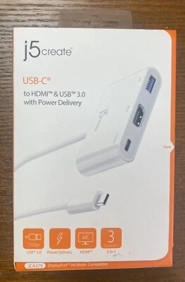 j5 Create JCA379 - USB-C to HDMI & USB 3.0 w/ Power Delivery Adapter New** - Image 1 of 4