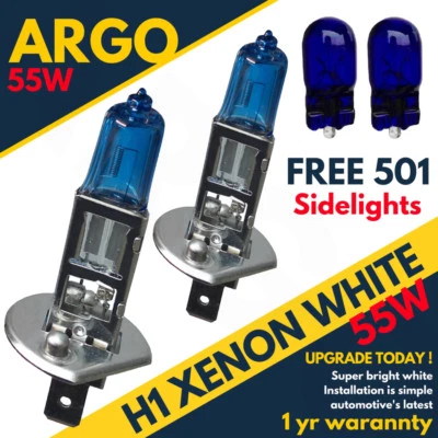 H1 Xenon White 55w CarBright Halogen Headlight Hid 501 Fog Side Light Bulbs 12v  - Image 1 of 4