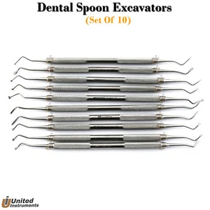 Juego de 10 curetas carias de cavidad endodóntica quirúrgica con cuchara dental CE - Imagen 1 de 12
