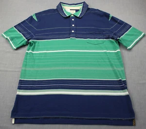 Billy Reid Mens Blue Green & White Striped 100% Cotton SS Polo Shirt NWT 2XL $95 - Picture 1 of 5