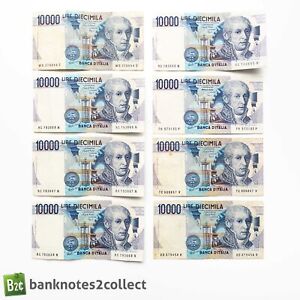 ITALY: 8 x 10,000 Italian Lira Banknotes.