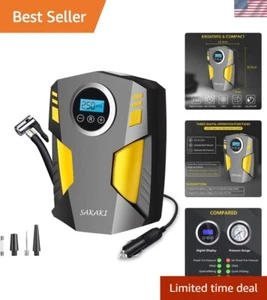 Fast Inflating Portable Car Air Pump with Stainless Steel Design - 70 dB Noise - Picture 1 of 8