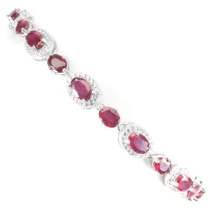 Sommer 925 Silber Armband Oval Rubin 6x4mm Natürlicher Edelstein Schmuck 25.4cm - Bild 1 von 10
