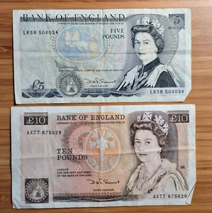 Great Britain/England banknotes, 5 pounds (1980-1987), 10 pounds (1980-1988) - Picture 1 of 2