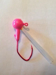 10 Pack 1/8 Oz Weedless Painted Crappie Jig Heads. Hot Pink #2 Hook - Picture 1 of 1
