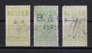 Great Britain Foreign Bill Three Shilling Victoria period used stamps / B & C - Picture 1 of 2