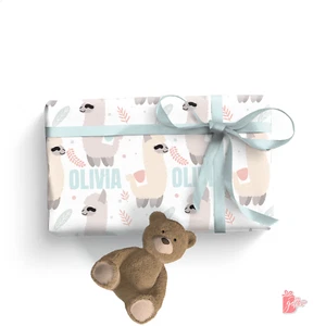 Name Personalized Birthday Gift Wrapping Paper Beautiful Liama Print Gift Wrap - Picture 1 of 12