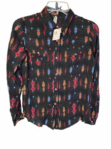 Youth girl's Roper Black Aztec PRINT WESTERN SHIRT w/ Snaps Size XL - Picture 1 of 12