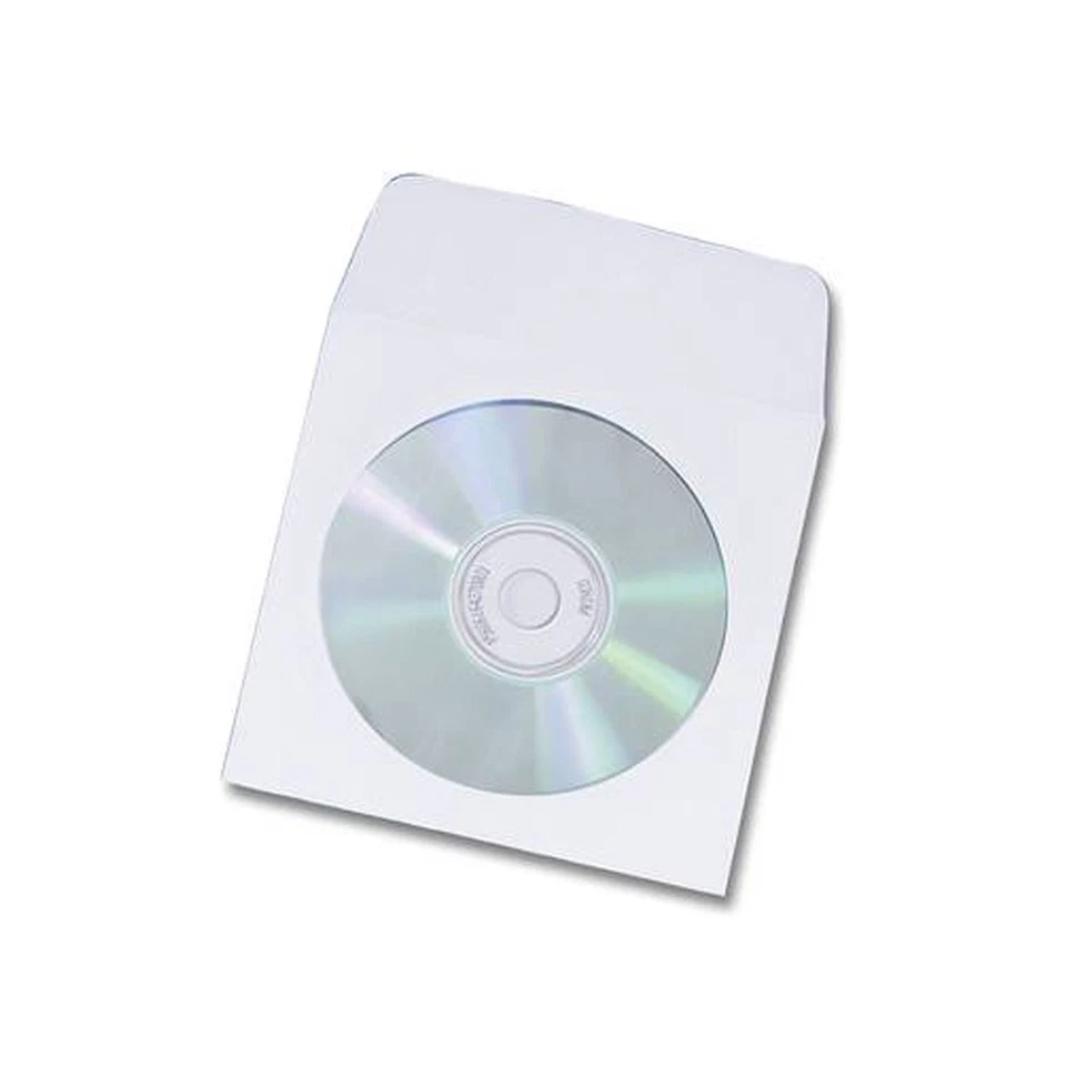 100 New Paper CD DVD Disc Sleeve Envelope Window Flap - Image 1 of 1