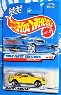 Hot Wheels 1998 First Editions #11 Mercedes SLK Enamel Yellow w/ 5SPs Malaysia - Image 1 of 2