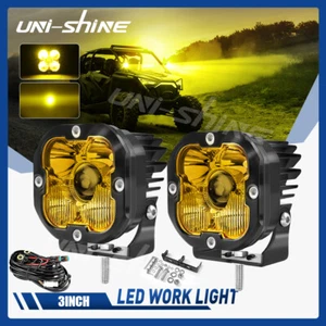 For Can-Am Maverick X3 Laser Pair 3inch 200W LED Work Light Bar Pods Amber Spot - Picture 1 of 12