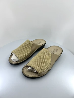 Sandalias de cuero LA PLUME para mujer talla 40 EU 9 - 9,5 EE. UU. doblado tejido elástico Foto 1 de 4