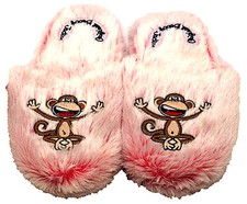 Genuine Bobby Jack Girl's Soft Pink Slippers Happy Monkey Chimp Small Cozy