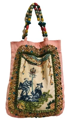 Bolso de Mano Rosa Chinoiserie Joya Chuncky Mango con Cuentas - Hecho a Mano - Nuevo Foto 1 de 4