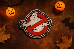3.5IN GHOSTBUSTERS GHOST Movie Logo BUSTERS Embroidered Hook Loop Patch Applique - Picture 1 of 18
