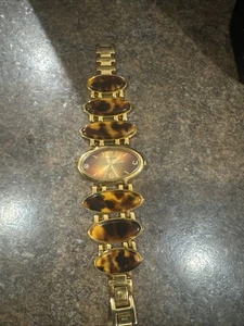 JOAN RIVERS FAUX TORTOISESHELL GOLDTONE OVAL WATCH, Needs Battery (v) - Picture 1 of 6