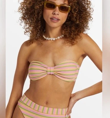 Top de bikini Billabong Hightide Tanlines Betty Bandeau pequeño nuevo con etiquetas Foto 1 de 3