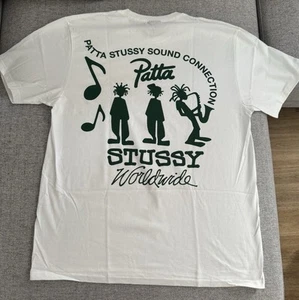 T-shirt Stussy x Patta Sound Connection bianca - grande - nuova con etichette - Foto 1 di 3