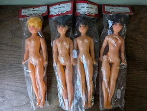 Lot of 4 Fibre Craft Flat Heel Dolls 11" Brunette & Blonde w/Blue Eyes *READ* - Picture 1 of 13