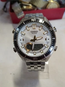 Casio AMW-720 Mens Watch Ana-Digital With Full Stainless Bracelet - Picture 1 of 9