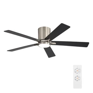 48" DC Flush Mount Ceiling Fan with Lights, 6-Speed Reversible DC Motor, 3CCT... - Picture 1 of 9