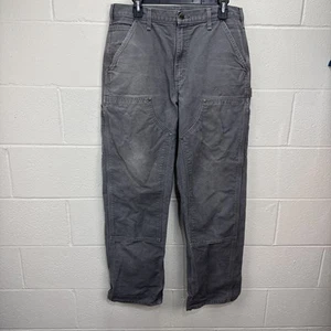 Vintage Carhartt B136 GVL Double Knee Carpenter Pants Mens 33x32 Gray Workwear - Picture 1 of 20