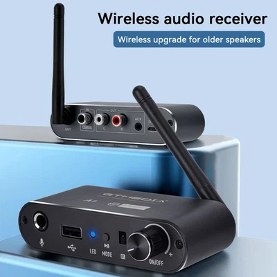 Long Range Bluetooth 5.2 Receiver AUX U Disk Stereo Audio Adapter Microphone New - Image 1 of 4