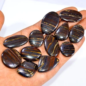 12 Pcs 459 Cts Natural Iron Tiger Eye Cabochon Gemstone Lot 38x24 24x20mm #3201 - Picture 1 of 4