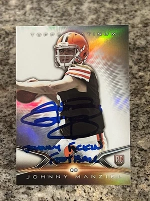 2014 PLATINUM RC JOHNNY MANZIEL SIGNED + INSCR JOHNNY FU@#ING FB IN PERSON PHOTO - Image 1 of 4