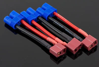 3 Pack: (3) T-Plug (Deans Style) Female to Male EC3 Adapters with 5CM 14awg Wire - Image 1 of 3