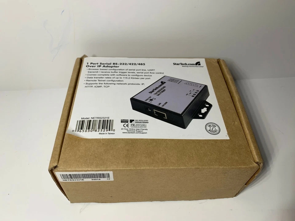 NEW StarTech 1 Port RS-232/422/485 Serial over IP Adapter NETRS2321E W/ Software - Image 1 of 4