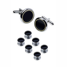 Mens Cufflinks and Studs Set for Shirts Cuff Links Business Wedding Father Gift