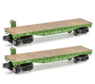 2 PACK - O Gauge 10-1/2" Flat Cars - BURLINGTON NORTHERN - New Item - Never Ran - Image 1 of 3