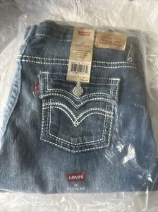 NWT Levi’s Big Girl's 715 Boot Cut Back Flap Pockets Stretch Blue Jeans Size 14 - Picture 1 of 7