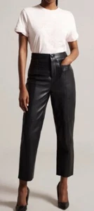 BNWOT Ted Baker Enyyaa Cropped Leather Trousers Black Size TB 3/ UK12 - Picture 1 of 11