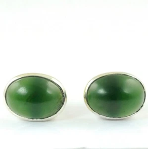 Piedra preciosa de serpentina natural de 47,75 quilates con gemelos de plata de ley 925 para hombre - Imagen 1 de 6
