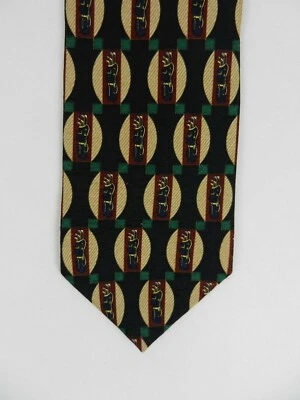 Gravata masculina Nicklaus azul com design clássico de taco de golfe bege vermelho 100% seda  - Imagem 1 de 4