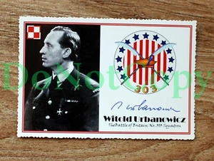 WW2: W/Cdr WITOLD URBANOWICZ 303 Sqn Polish fighter pilot autographcard + bio - Picture 1 of 2