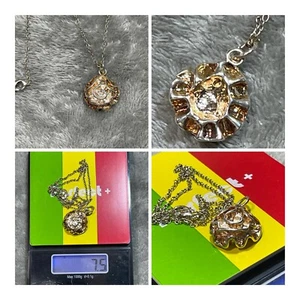 Vintage Sterling Silver Rose Pendant Necklace 18 inch 925 Chain - Picture 1 of 12