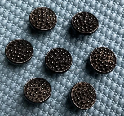 "7 botones antiguos victorianos de vidrio negro a juego - 5/8"" - lote antiguo" Foto 1 de 4